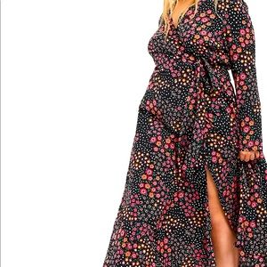 ASOS curve wrap maxi dress in mixed daisy print
